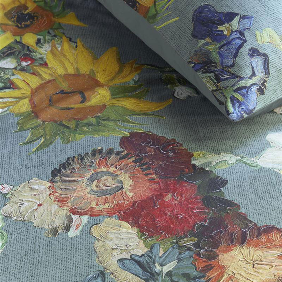 Bedding House Van Gogh Floral Quilt Cover Set Green Queen, Cotton Sateen - SuperSaverAU - view 1