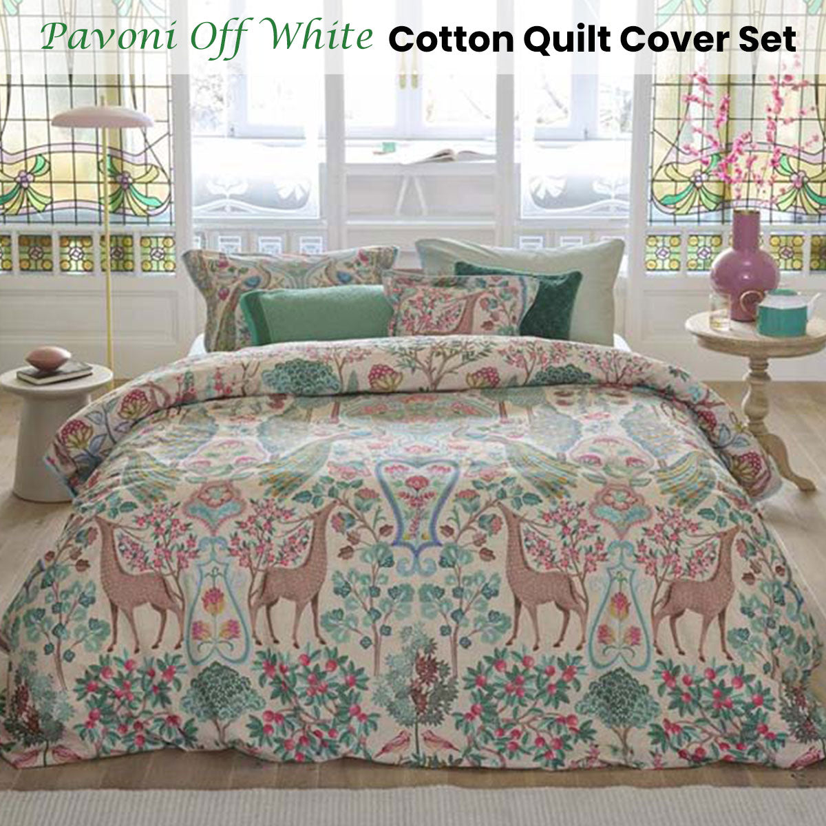 PIP Studio Pavoni Off White Cotton Quilt Cover Set King - Nature Print Design - SuperSaverAU - view 1