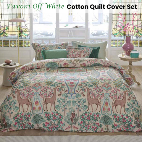 PIP Studio Pavoni Off White Cotton Quilt Cover Set King - Nature Print Design - SuperSaverAU - view 1