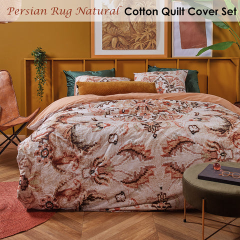 Bedding House Persian Rug Natural Cotton Quilt Cover Set King - 210cm x 245cm - SuperSaverAU - view 1