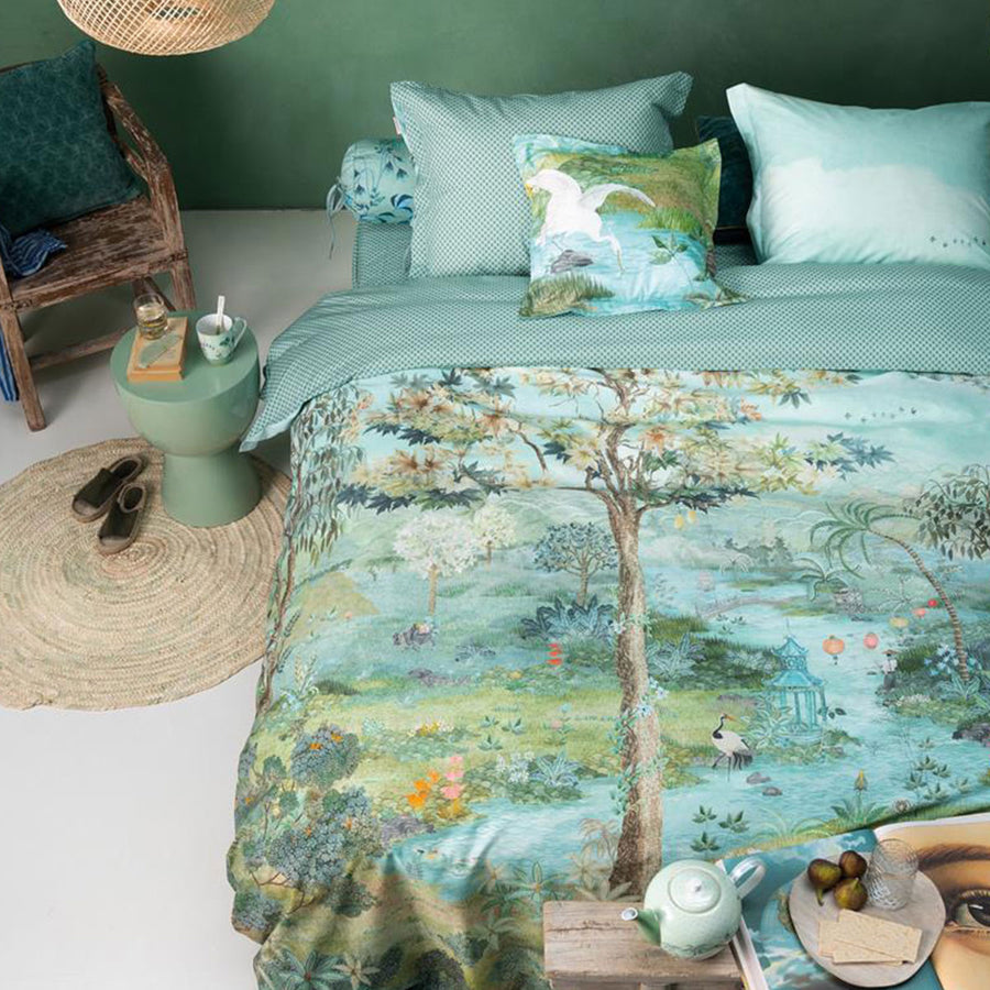 PIP Studio Pip Paradise Green Quilt Cover Set King - Landscape Print, 200TC Cotton - SuperSaverAU - view 1