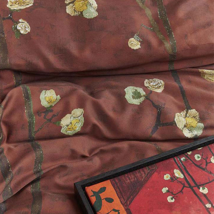 Bedding House Van Gogh Plum Blossoms Red Quilt Cover Set King - Cotton Sateen - SuperSaverAU - view 1