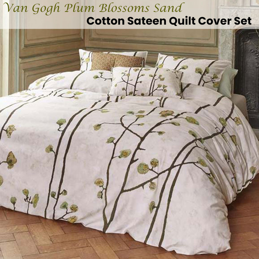 Bedding House Van Gogh Floral Print Quilt Cover Set Queen - Cotton Sateen - SuperSaverAU - view 1