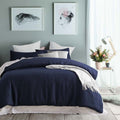 Accessorize Navy Waffle Quilt Cover Set King - Lightweight Polyester Comfort - SuperSaverAU - view 1