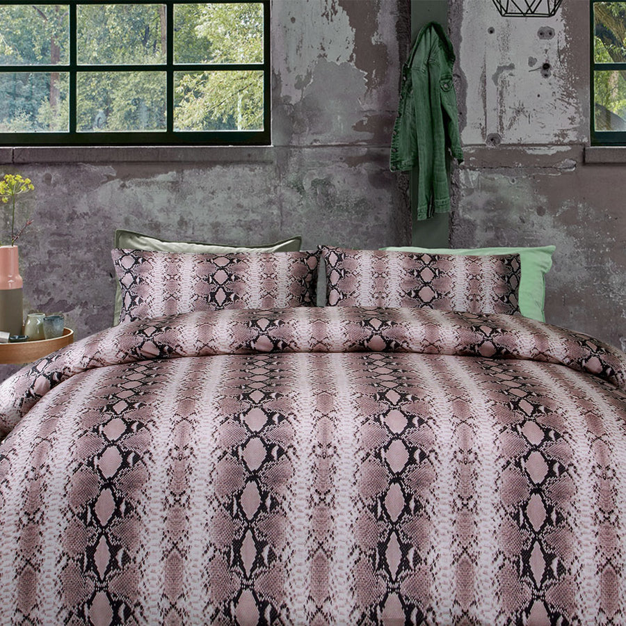 Big Sleep Snake Skin Microfibre Quilt Cover Set - Pink, Single