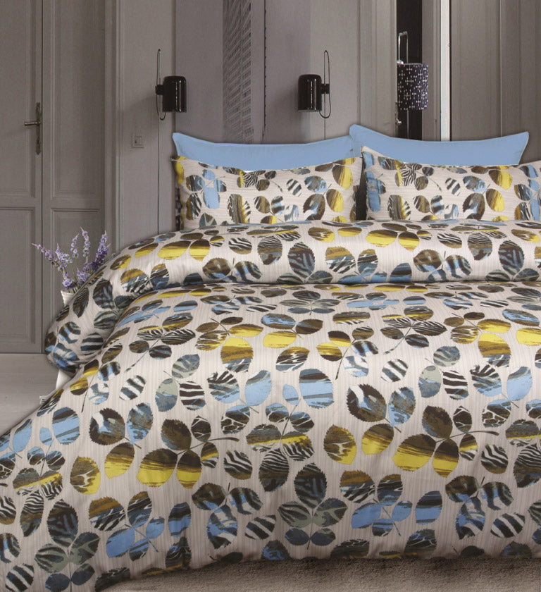 Westwood Printed Foliage Quilt Cover Set Double - Soft Microfiber, Grey - SuperSaverAU - view 1