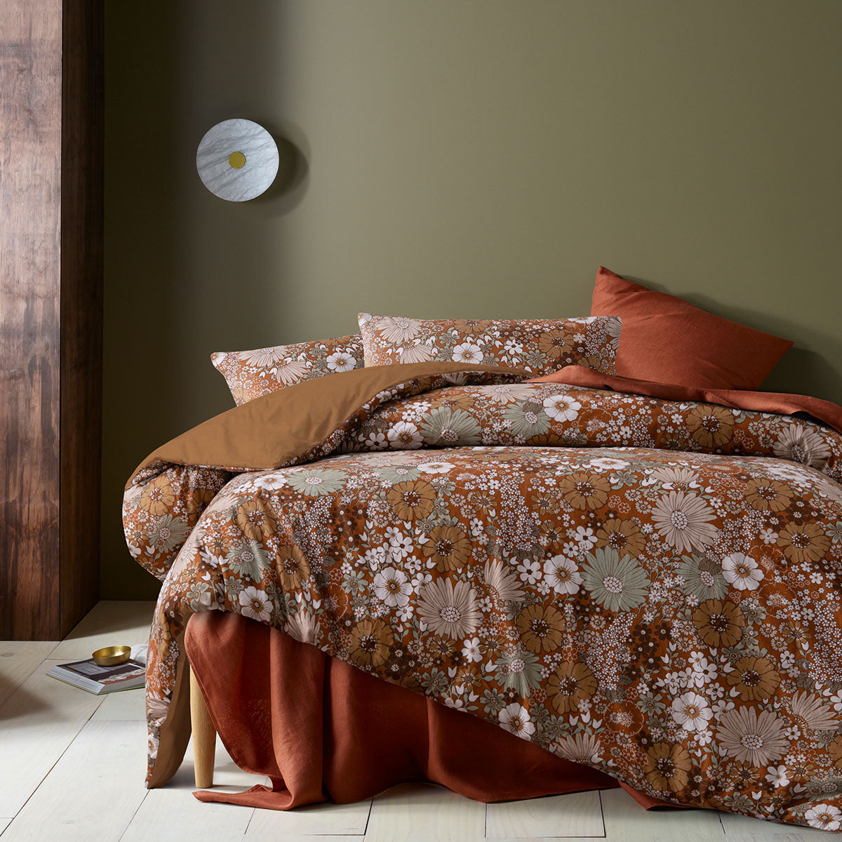 Accessorize Rainbow Garden Autumn Washed Cotton Quilt Cover Set Queen - Floral Design, 100% Cotton - SuperSaverAU - view 1
