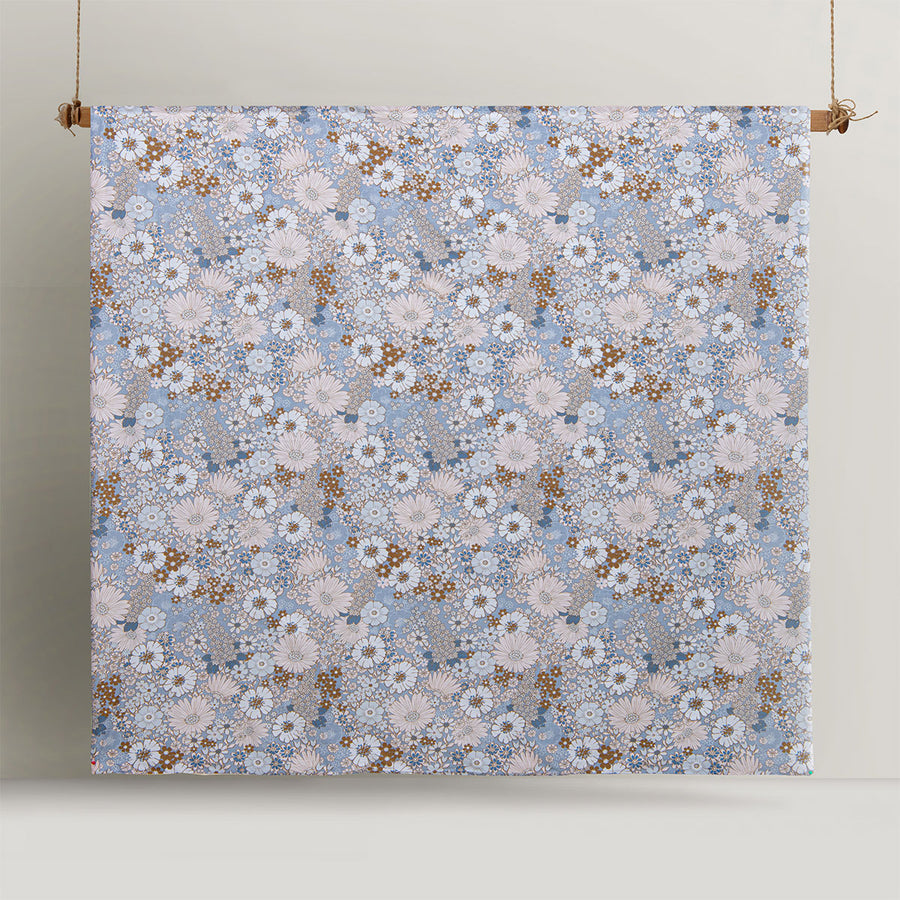 Accessorize Rainbow Garden Blue Washed Cotton Quilt Cover Set - Single, Floral Pattern - SuperSaverAU - view 1