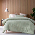 Vintage Design Homewares Reflections Sage Cotton Quilt Cover Set King - Chenille Stripes - SuperSaverAU - view 1