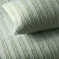 Vintage Design Homewares Reflections Sage Cotton Quilt Cover Set King - Chenille Stripes - SuperSaverAU - view 2