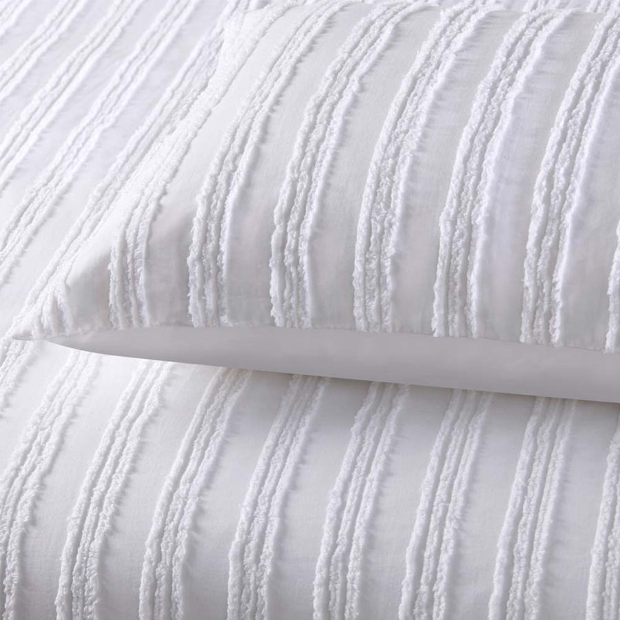 Vintage Design Homewares Reflections White Cotton Quilt Cover Set King - Chenille Stripes - SuperSaverAU - view 1