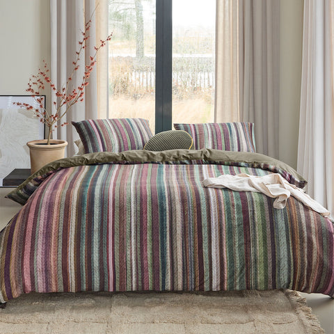 Bedding House Roman Cotton Sateen Stripe Quilt Cover Set 220TC - Multi, King