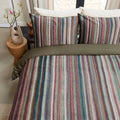 Bedding House Roman Cotton Sateen Stripe Quilt Cover Set 220TC - Multi, Queen