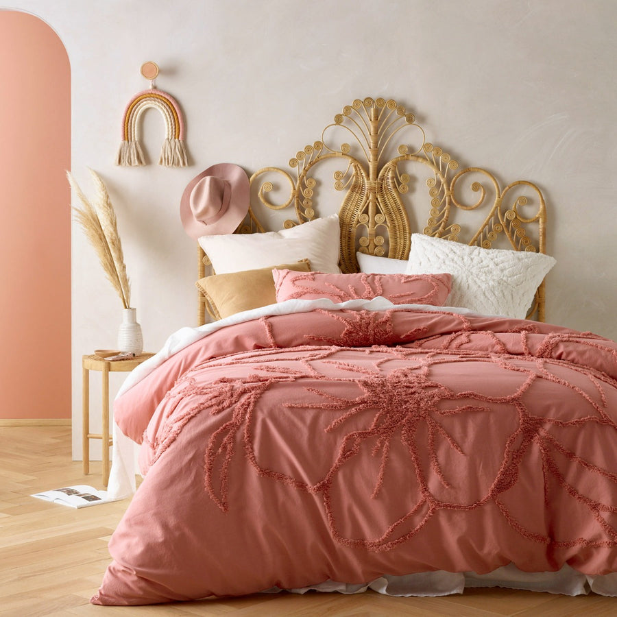 Vintage Design Homewares Rosa Rose Cotton Chenille Quilt Cover Set Queen - SuperSaverAU - view 1