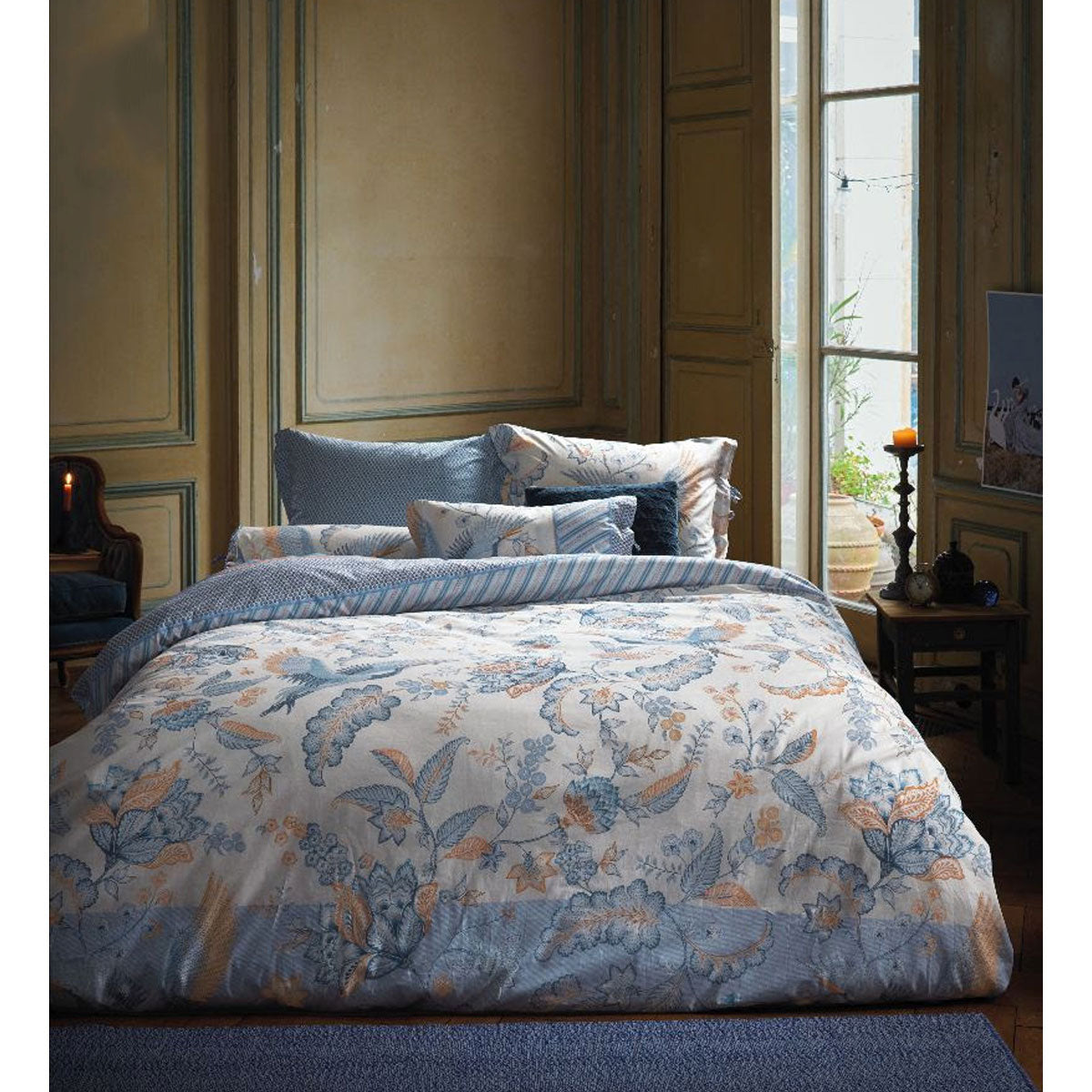 PIP Studio Royal Birds Blue 100% Cotton Quilt Cover Set King - Floral Design - SuperSaverAU - view 1