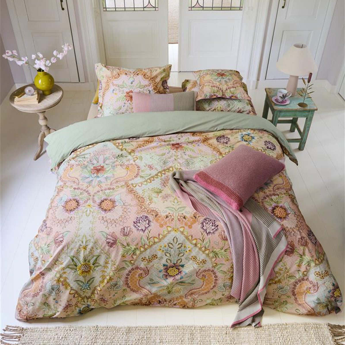 PIP Studio Saluti Grandi Pastel Cotton Quilt Cover Set Queen - Floral Design, 100% Cotton - SuperSaverAU - view 1