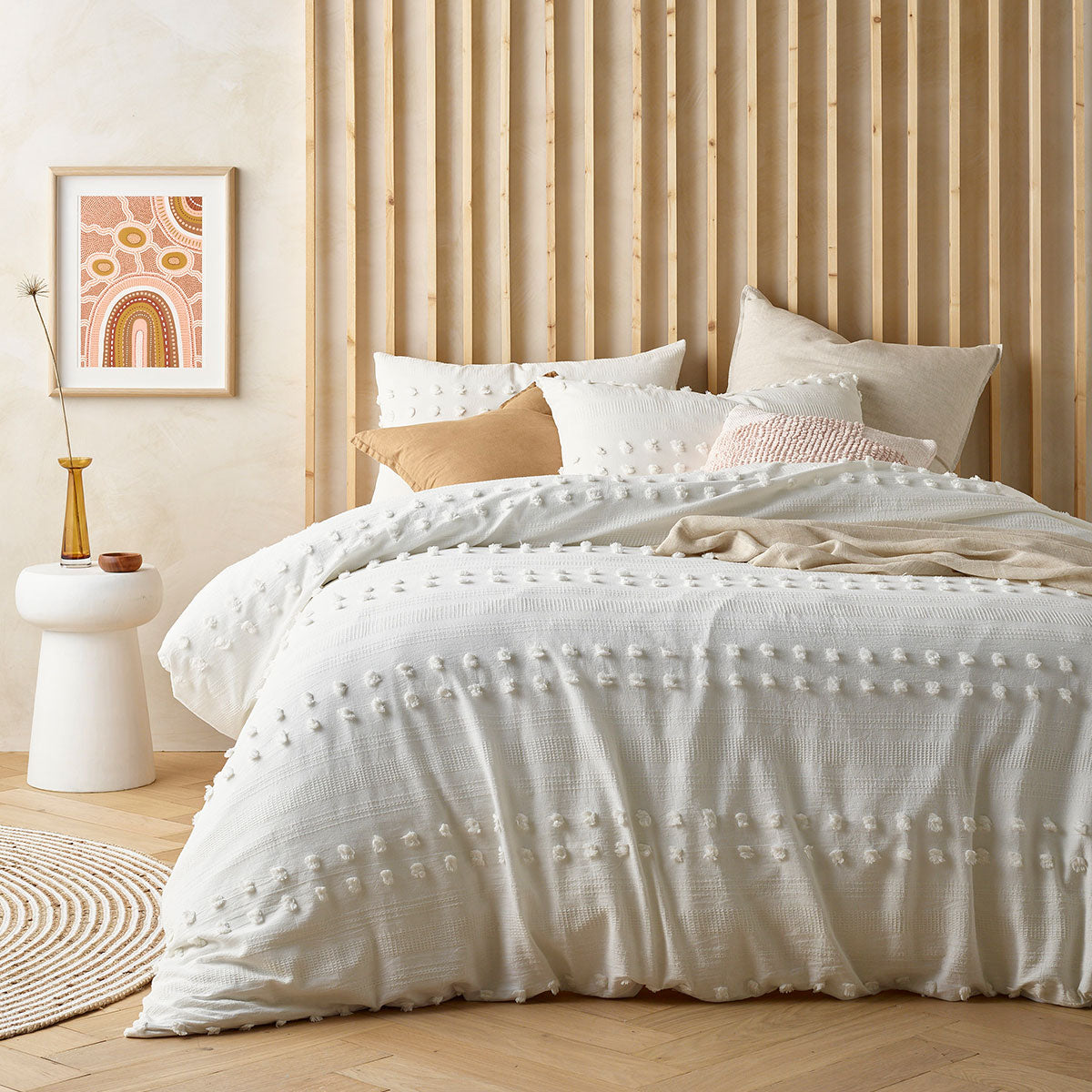 Sanc Sovci Natural 100% Cotton Quilt Cover Set King - Waffle Pattern - SuperSaverAU - view 1