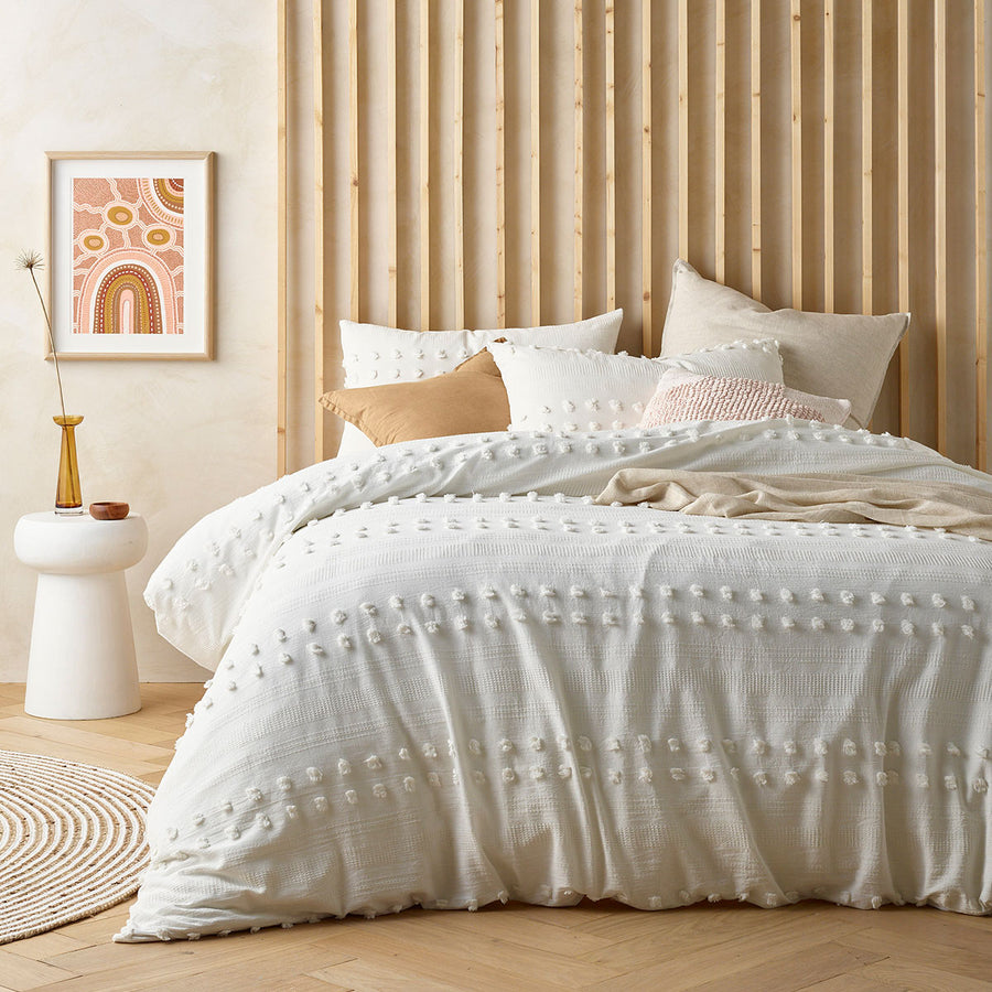 Sanc Sovci Natural 100% Cotton Quilt Cover Set Queen - Waffle Pattern - SuperSaverAU - view 1