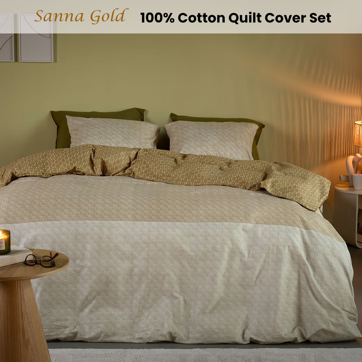 Bedding House Sanna King Cotton Percale Quilt Cover Set - Gold Gradient - SuperSaverAU - view 2