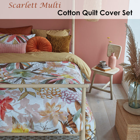 Bedding House Scarlett Multi Cotton Quilt Cover Set King - Floral Print, 100% Cotton - SuperSaverAU - view 1