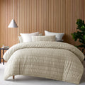 Accessorize Seersucker Polyester Quilt Cover Set - Natural, King