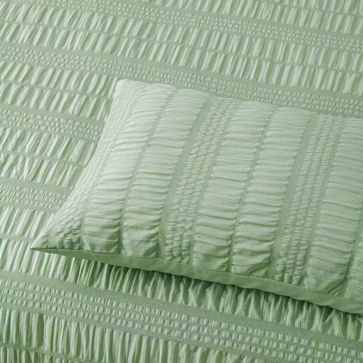 Accessorize Seersucker Sage Quilt Cover Set King - 1 Quilt Cover & 2 Pillowcases - SuperSaverAU - view 3