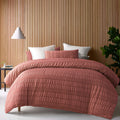 Accessorize Seersucker Polyester Quilt Cover Set - Tobacco, King