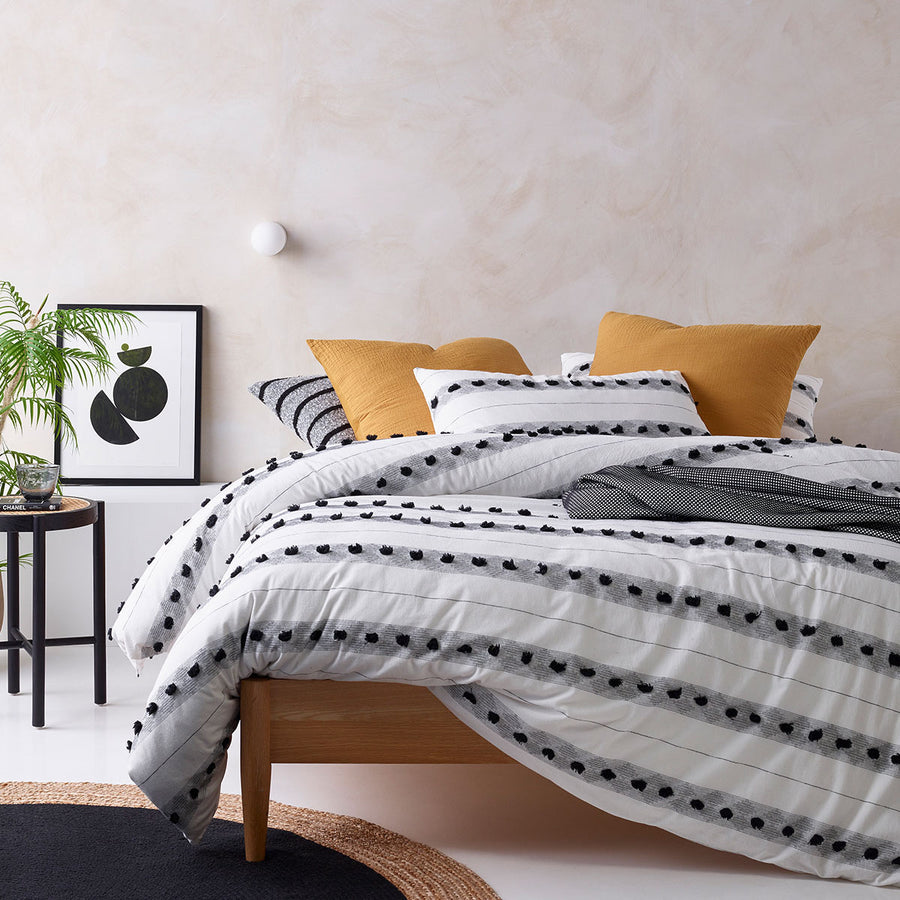 Vintage Design Homeware Serapian Cotton Quilt Cover Set King - Stripe Print, 100% Cotton - SuperSaverAU - view 1