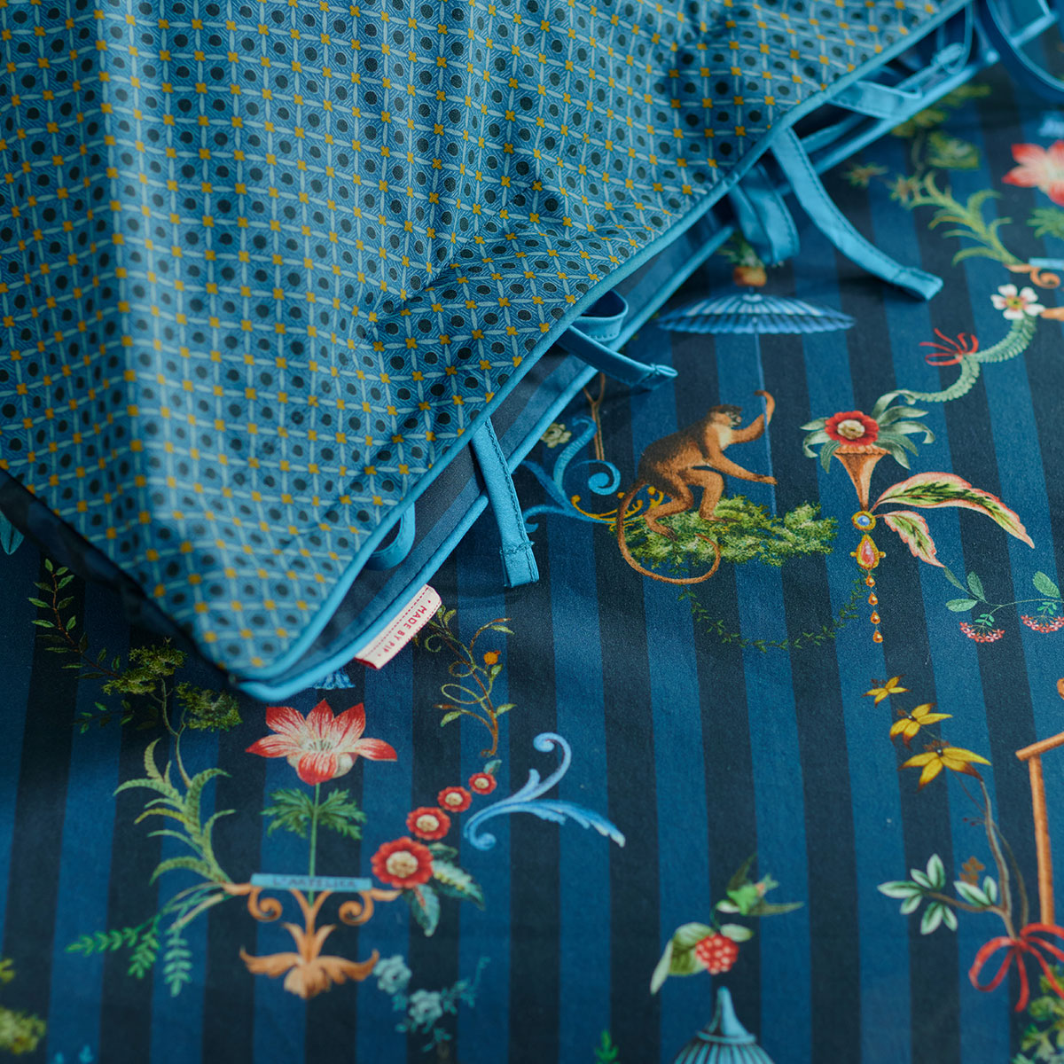 PIP Studio Singerie Dark Blue Cotton Quilt Cover Set King - Decorative Scenes Print - SuperSaverAU - view 2