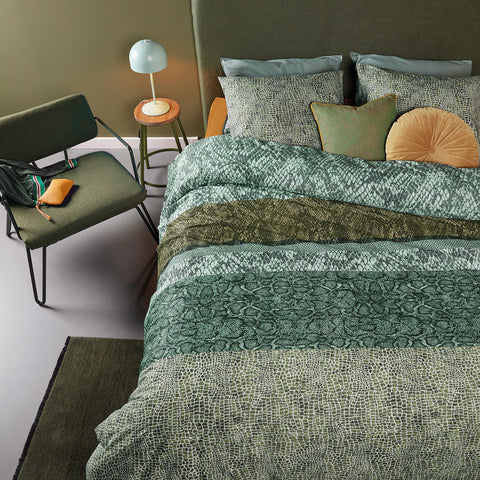 Bedding House Skin Green Cotton Quilt Cover Set King - Snake Print Design - SuperSaverAU - view 1