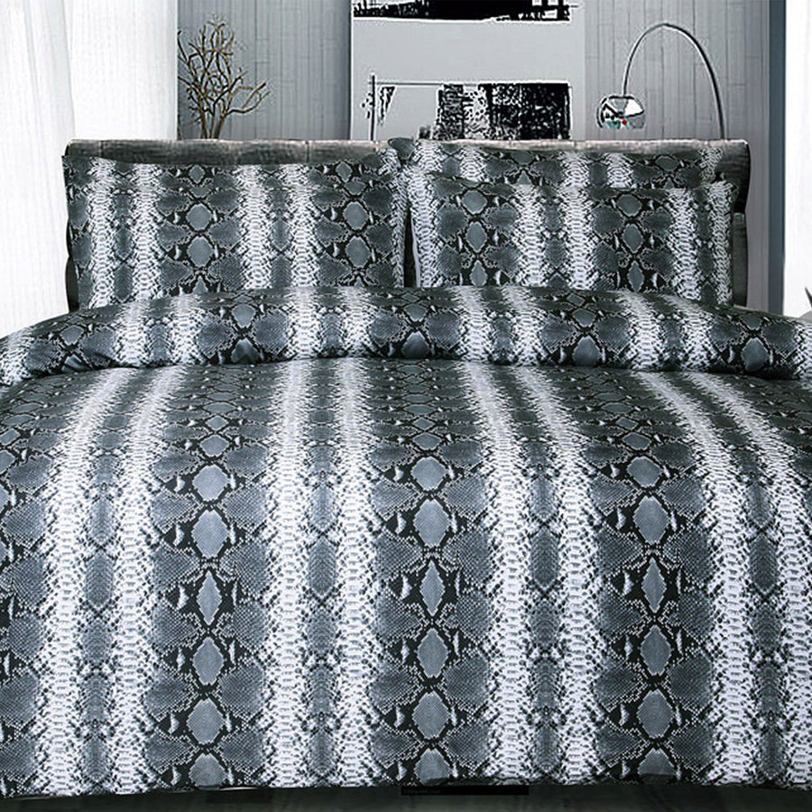 Big Sleep Snake Skin Black Quilt Cover Set Double - Microfiber, Modern Design - SuperSaverAU - view 1