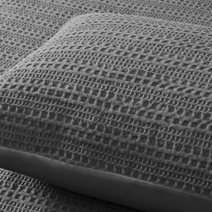 Accessorize Soho Waffle Dark Grey Quilt Cover Set King - Textured Design - SuperSaverAU - view 1