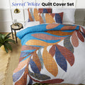 Accessorize Sorrel Cotton Foliage Quilt Cover Set - White, Queen