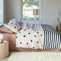VTWonen Stripe and Eye Natural Cotton Quilt Cover Set King - Dots & Stripes Design - SuperSaverAU - view 1