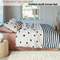 VTWonen Stripe and Eye Natural Cotton Quilt Cover Set Queen - Dots & Stripes Design - SuperSaverAU - view 2