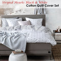 VTWonen Striped Hearts Black & White Cotton Quilt Cover Set King - Reversible Design - SuperSaverAU - view 2