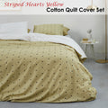 VTWonen Striped Hearts Yellow Cotton Quilt Cover Set King - Reversible Design - SuperSaverAU - view 2