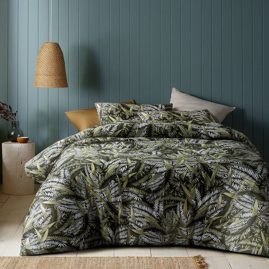Accessorize Styx Washed Cotton Printed Quilt Cover Set King - Foliage Design - SuperSaverAU - view 1