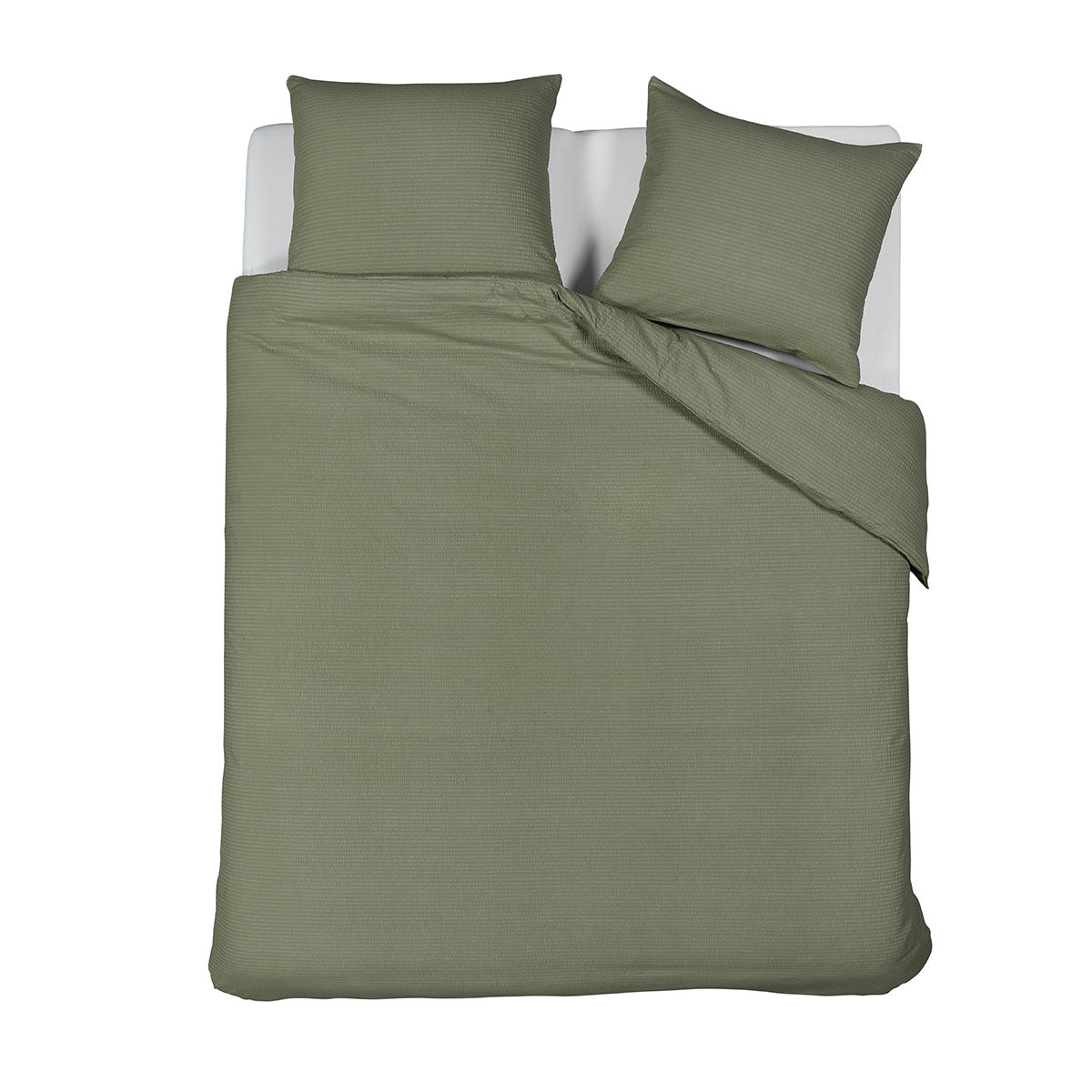 Bedding House Summer Seersucker Cotton Quilt Cover Set - Green, King