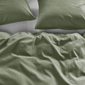 Bedding House Summer Seersucker Cotton Quilt Cover Set - Green, Queen