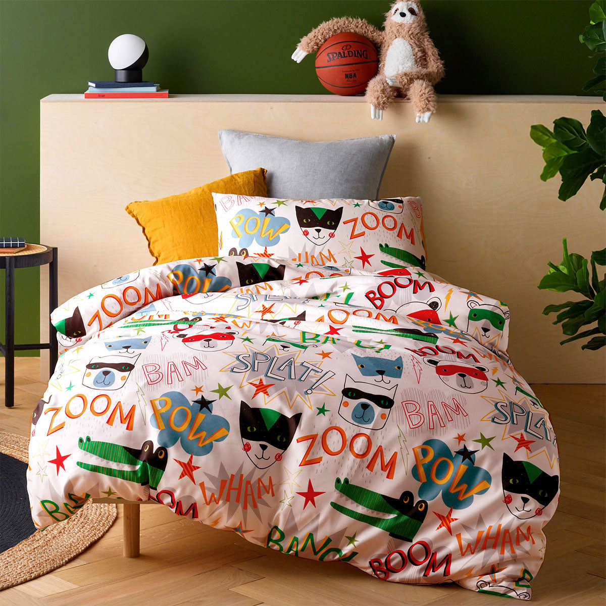 Happy Kids Glow in The Dark Superhero Quilt Cover Set 140 x 210 cm - SuperSaverAU - view 1