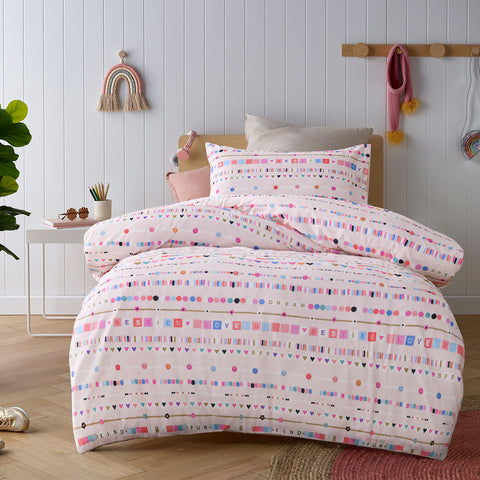 Happy Kids Swifty Quilt Cover Set Double - Cotton Colorful Design - SuperSaverAU - view 1