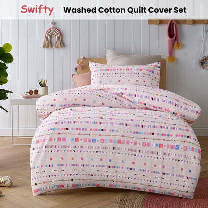 Happy Kids Swifty Quilt Cover Set Double - Cotton Colorful Design