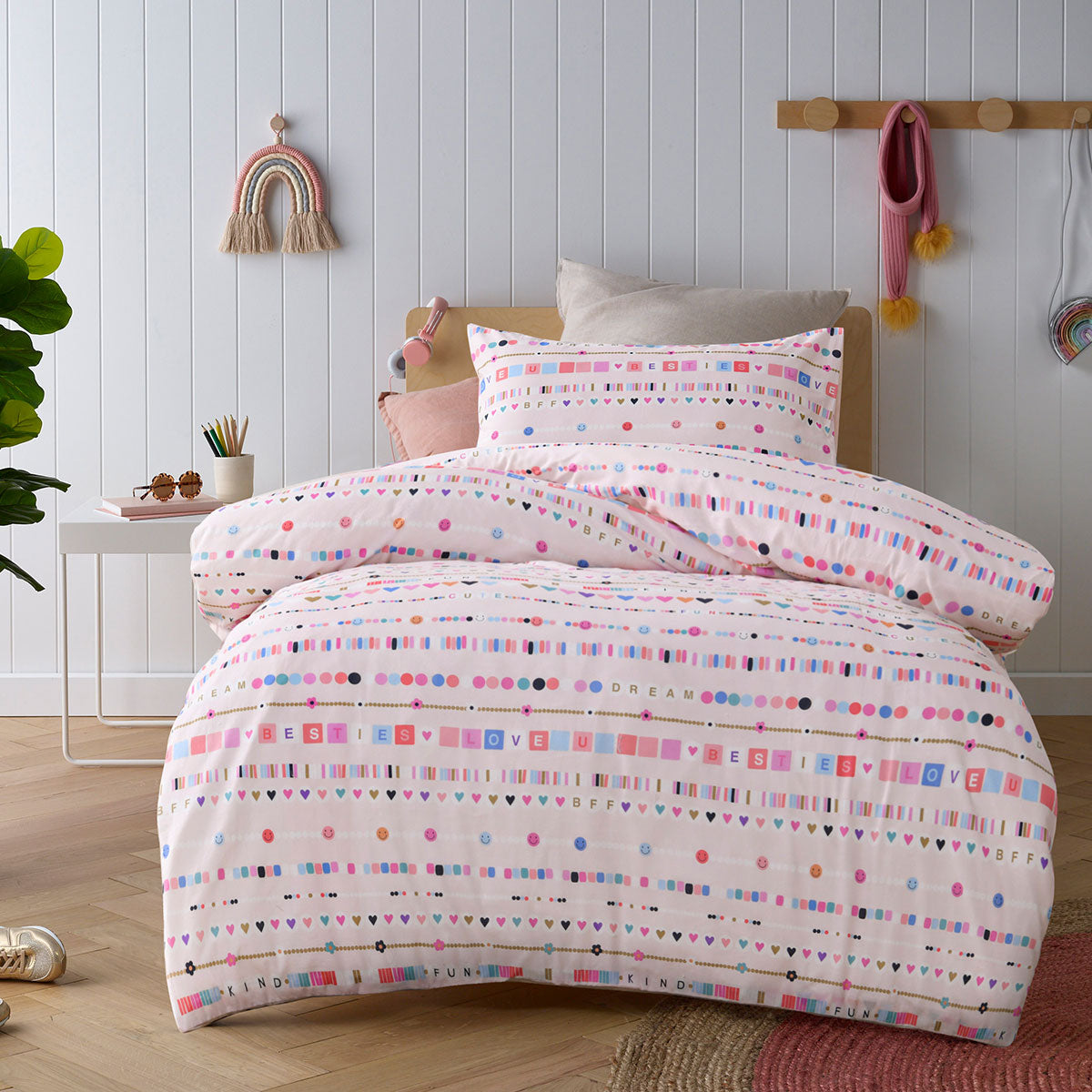 Happy Kids Swifty Quilt Cover Set Single - Cotton Colorful Design - SuperSaverAU - view 1