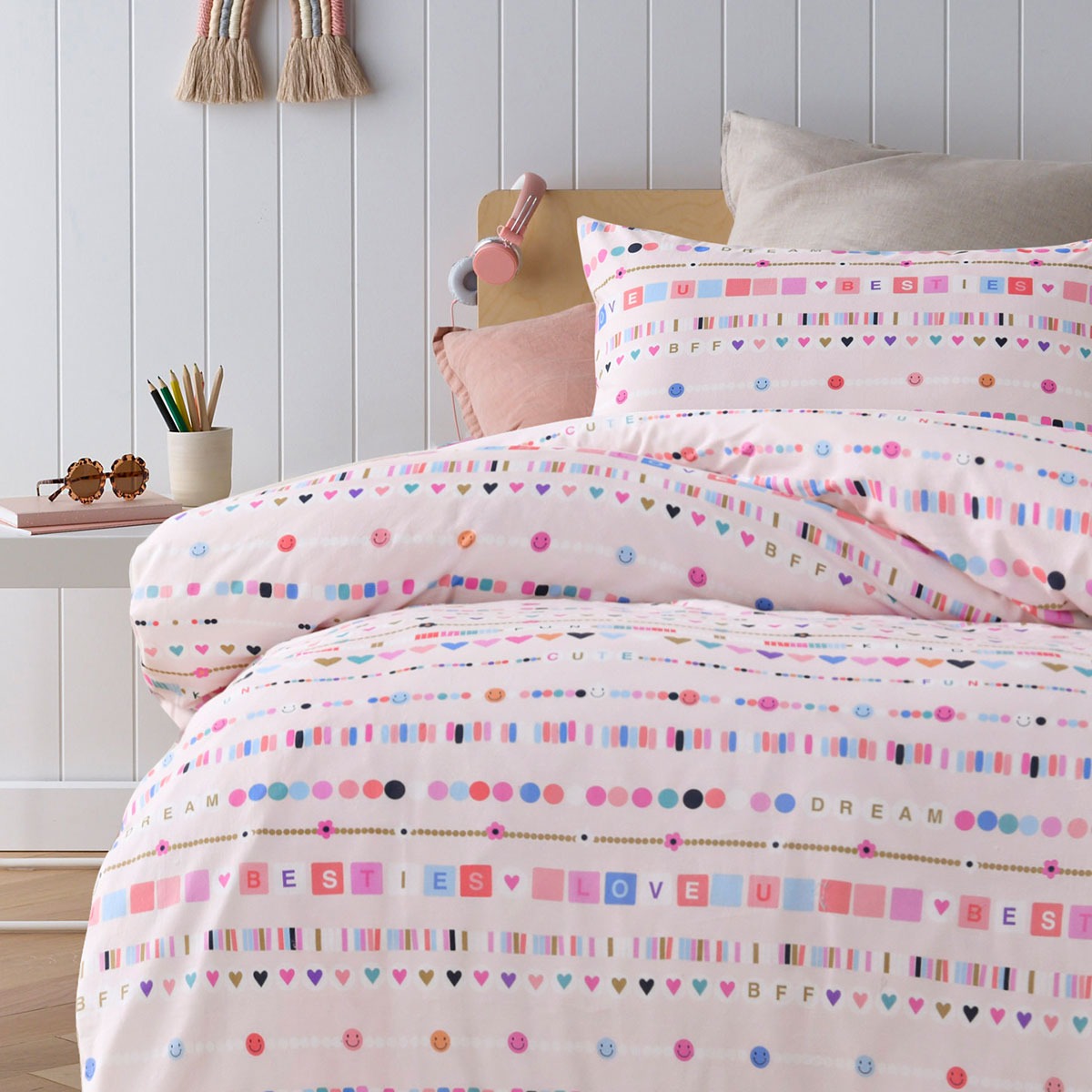 Happy Kids Swifty Quilt Cover Set Single - Cotton Colorful Design - SuperSaverAU - view 3