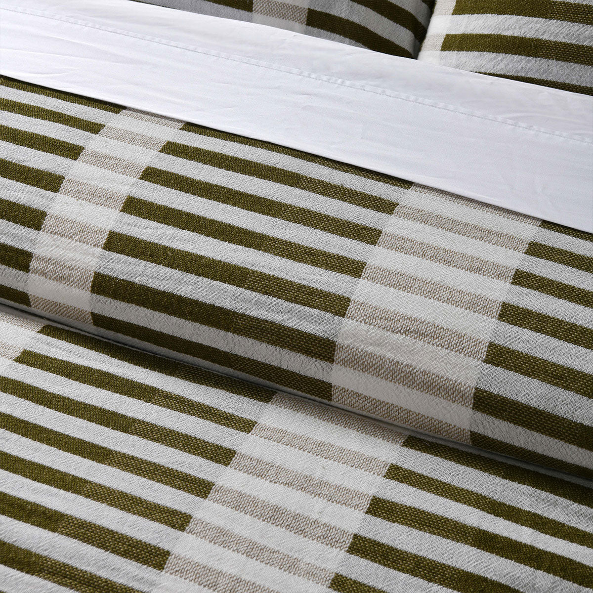 Vintage Design Homewares Tempo Green Cotton Jacquard Quilt Cover Set King Size