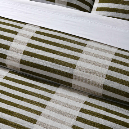 Vintage Design Homewares Tempo Green Quilt Cover Set Cotton Queen