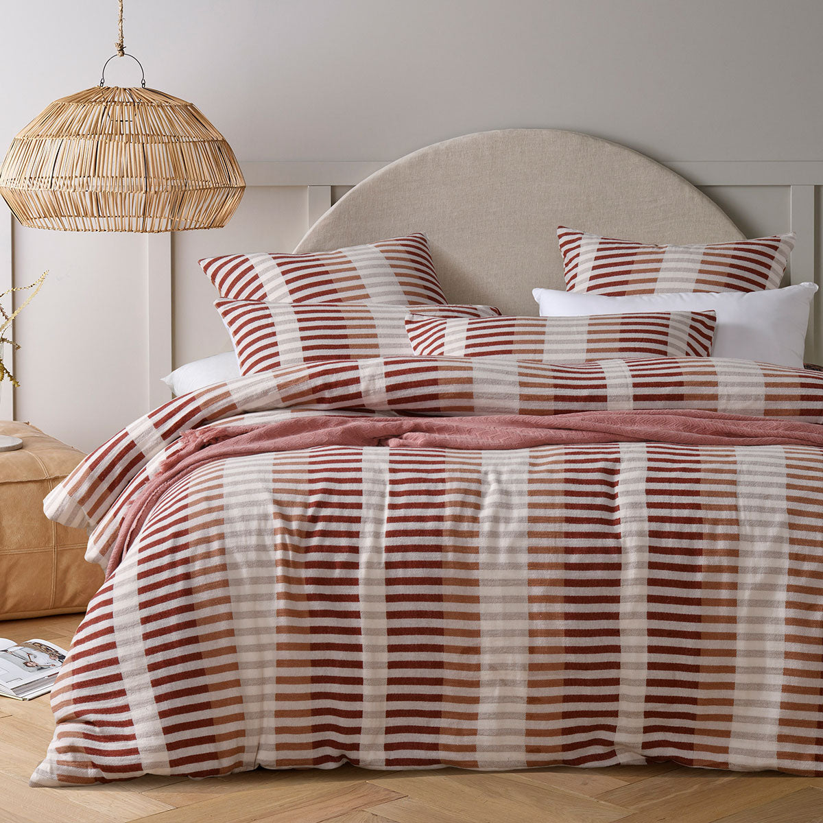 Vintage Design Homewares Tempo Red Quilt Cover Set Cotton King