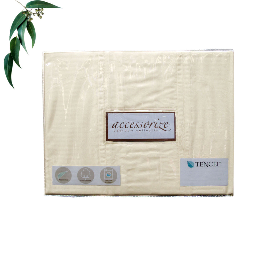 Accessorize Tencel Cotton Blend Quilt Cover King - Buttons, Pintucking Design, Cream - SuperSaverAU - view 1
