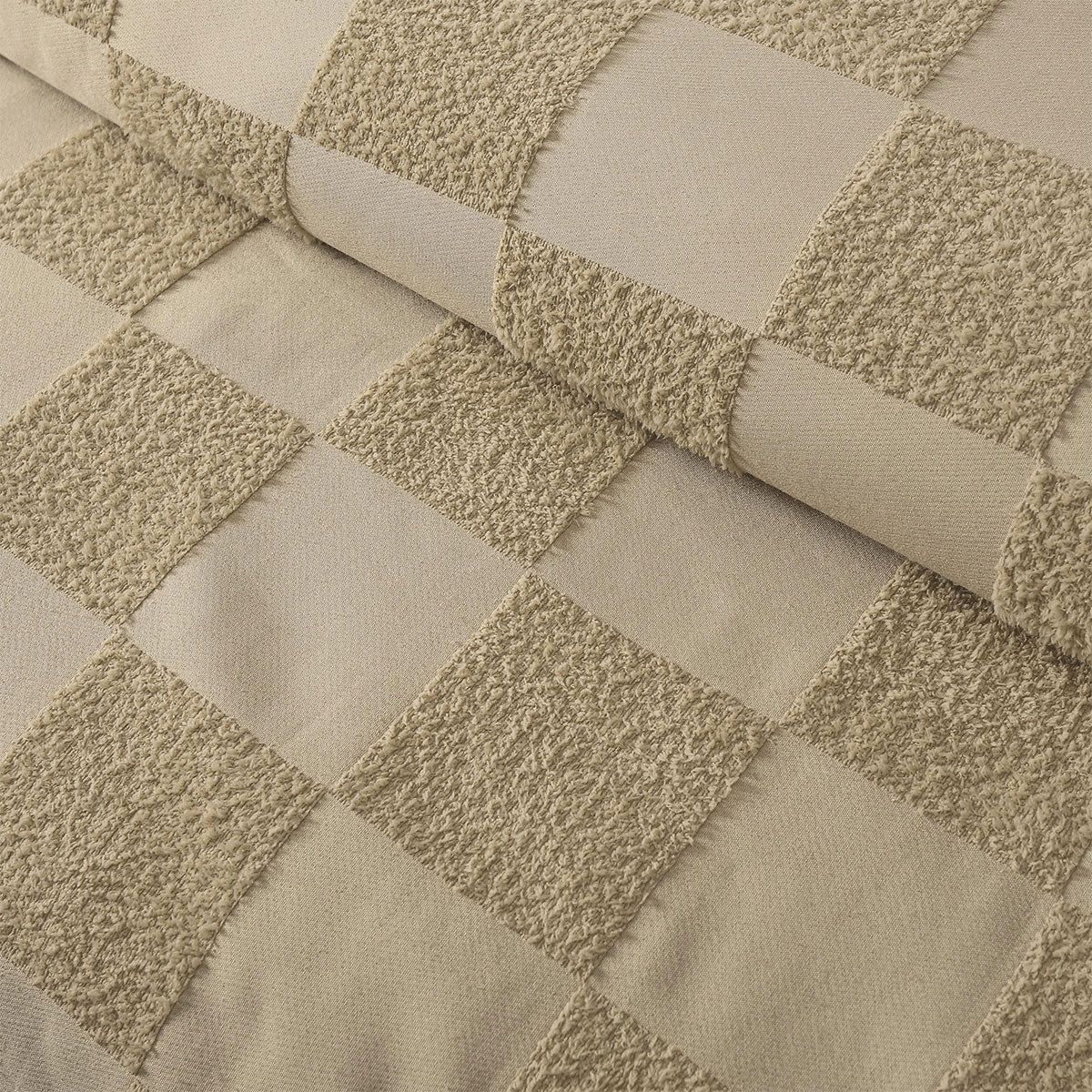 Tipo Safari Chenille Quilt Cover Set Single - Texture Grid Pattern, Polyester Cotton - SuperSaverAU - view 2